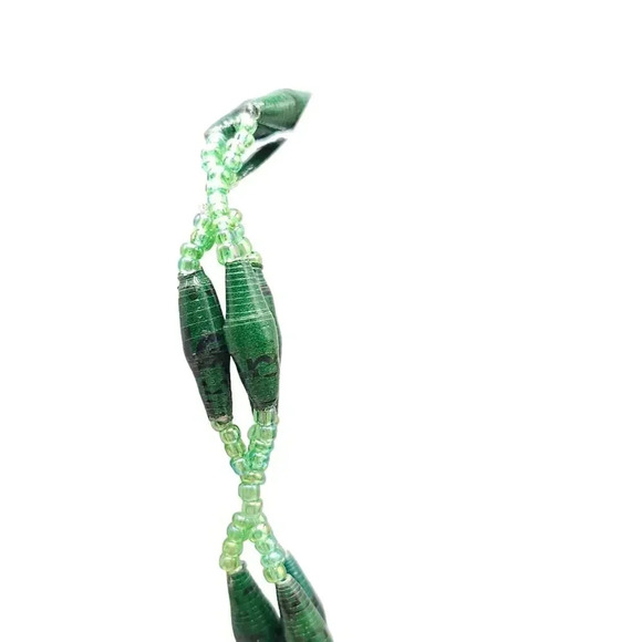 Bead for Life Seed Beed Twisted Long Necklace Green Hook Closure Vintage - Picture 2 of 5